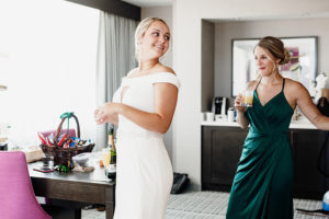 Bride and Maid Of Honor at the Axis Hotel